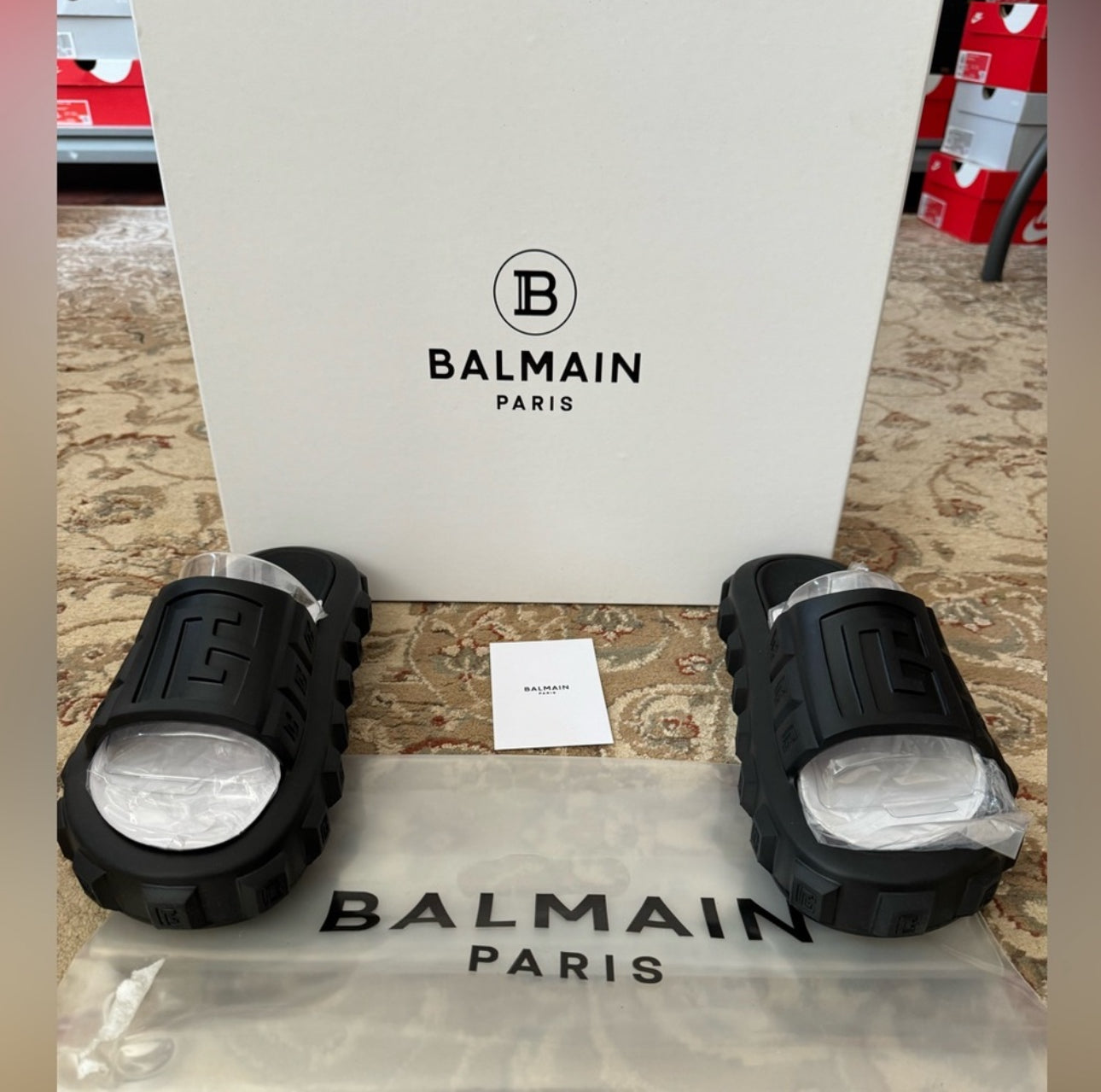 Brand New Black Balmain Ari Slides