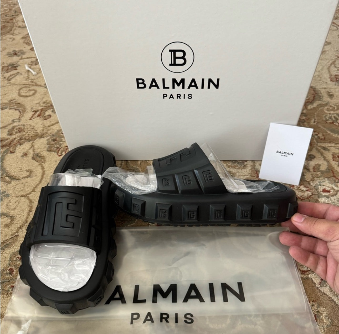 Brand New Black Balmain Ari Slides