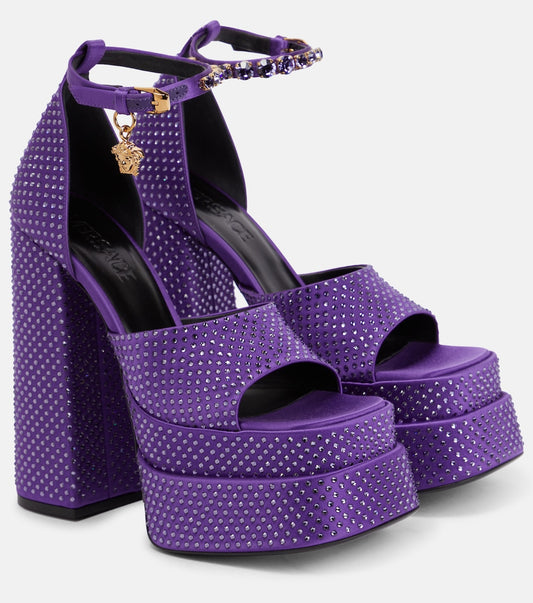 Versace Raso Strass Dark Orchid Heels