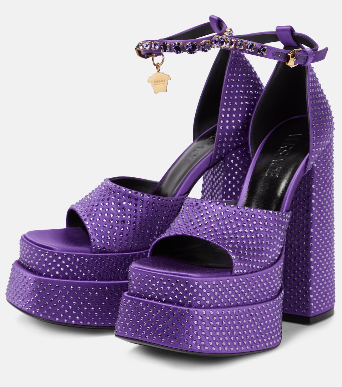 Versace Raso Strass Dark Orchid Heels