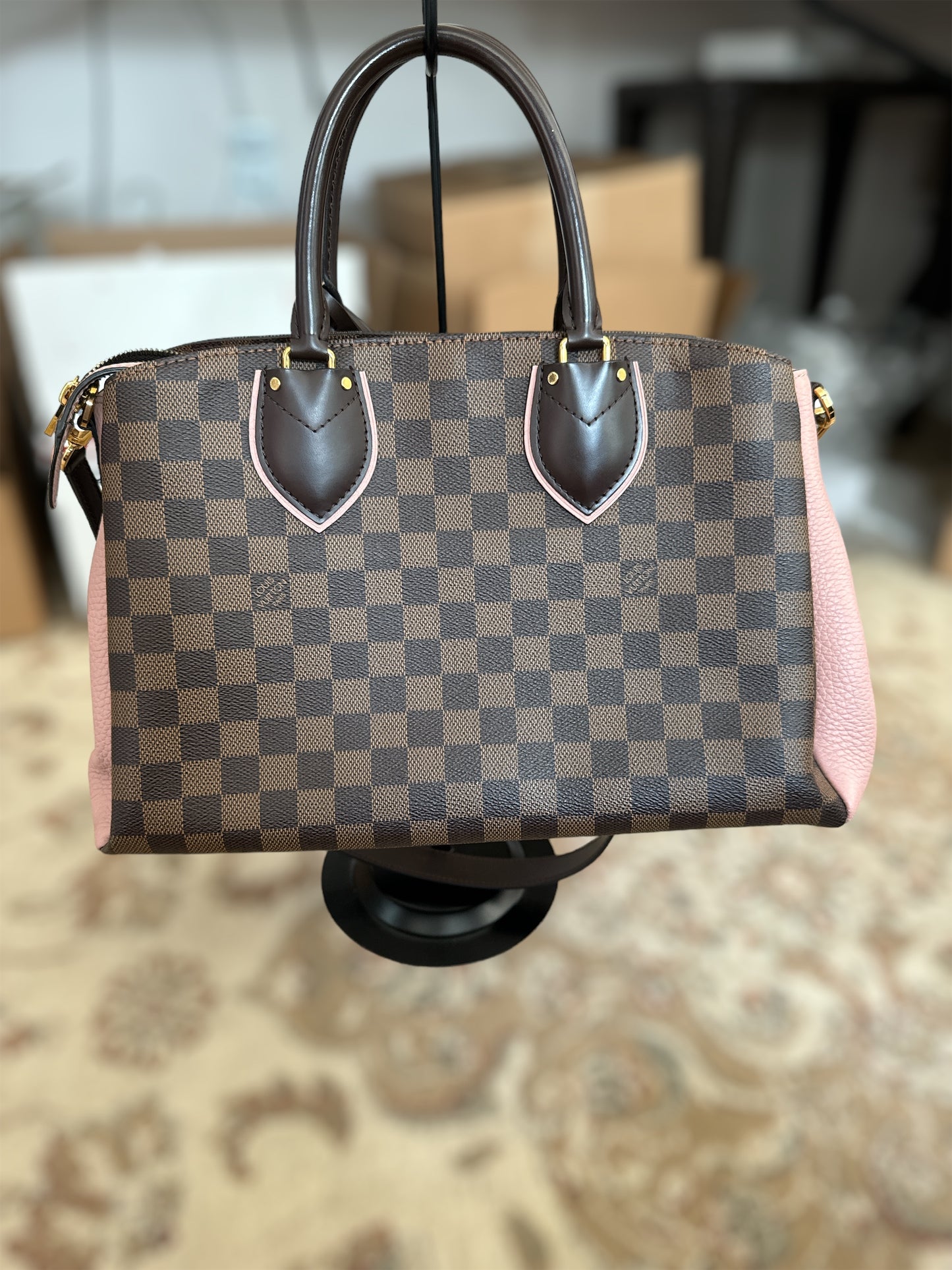 Pre-Owned Louis Vuitton Taurillon Damier Ebene Normandy Magnolia Bag