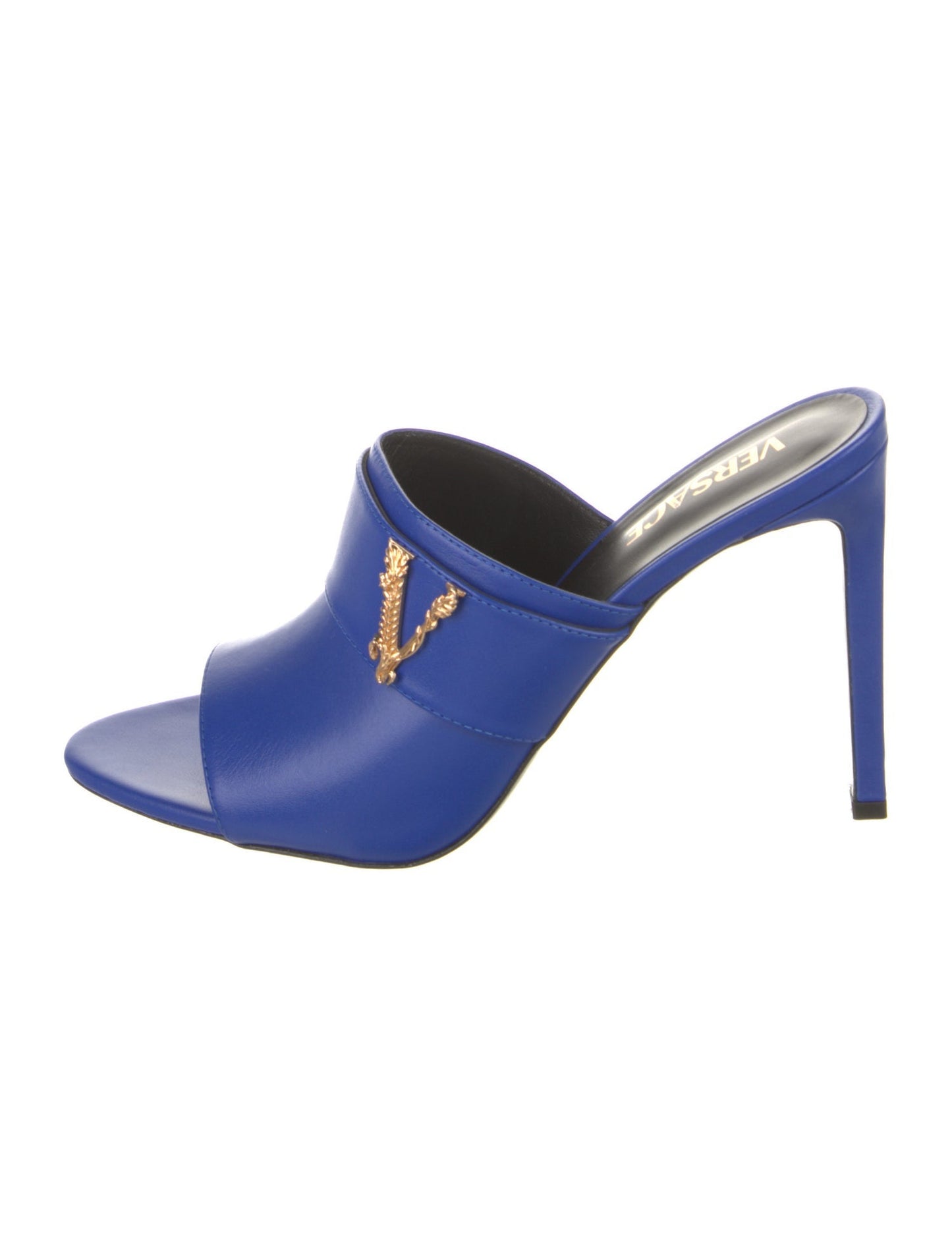 Versace Virtus Leather Mules Sandals