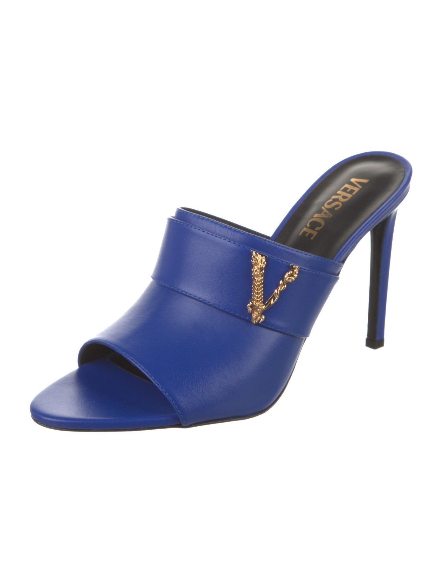 Versace Virtus Leather Mules Sandals