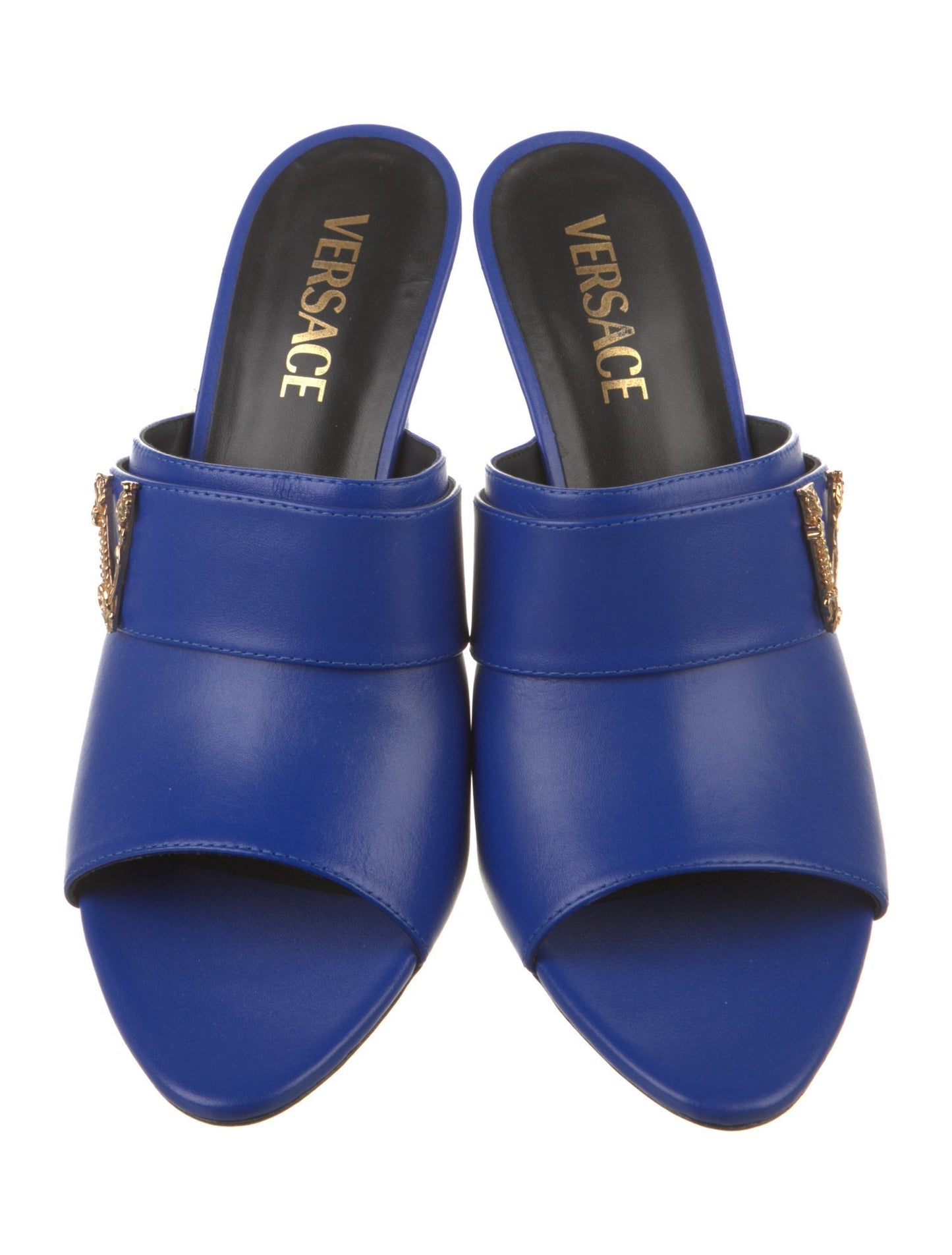 Versace Virtus Leather Mules Sandals