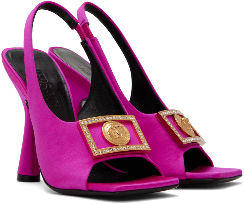 Versace Raso Strass Fuchsia Heels