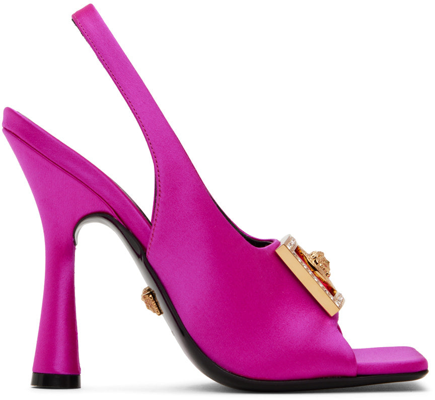 Versace Raso Strass Fuchsia Heels